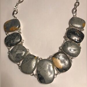 Howelite Stamped 925 Sterling Silver Necklace